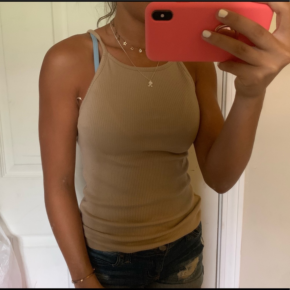 TAN HAULTER TOP